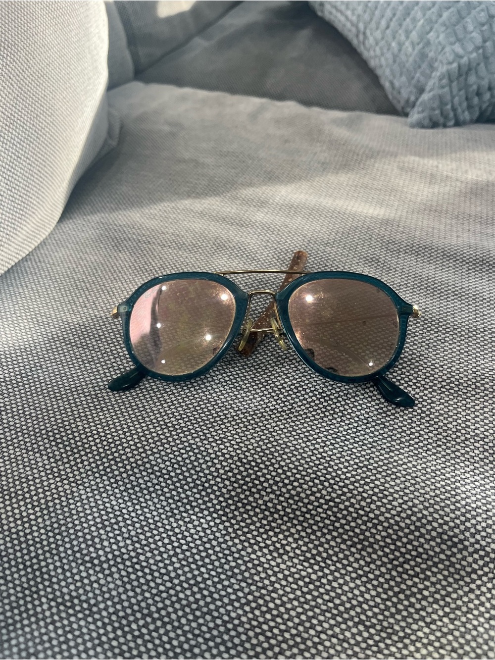 Ray-ban Women’s 4253 Teal Frame Sunglasses with Gold Bridge